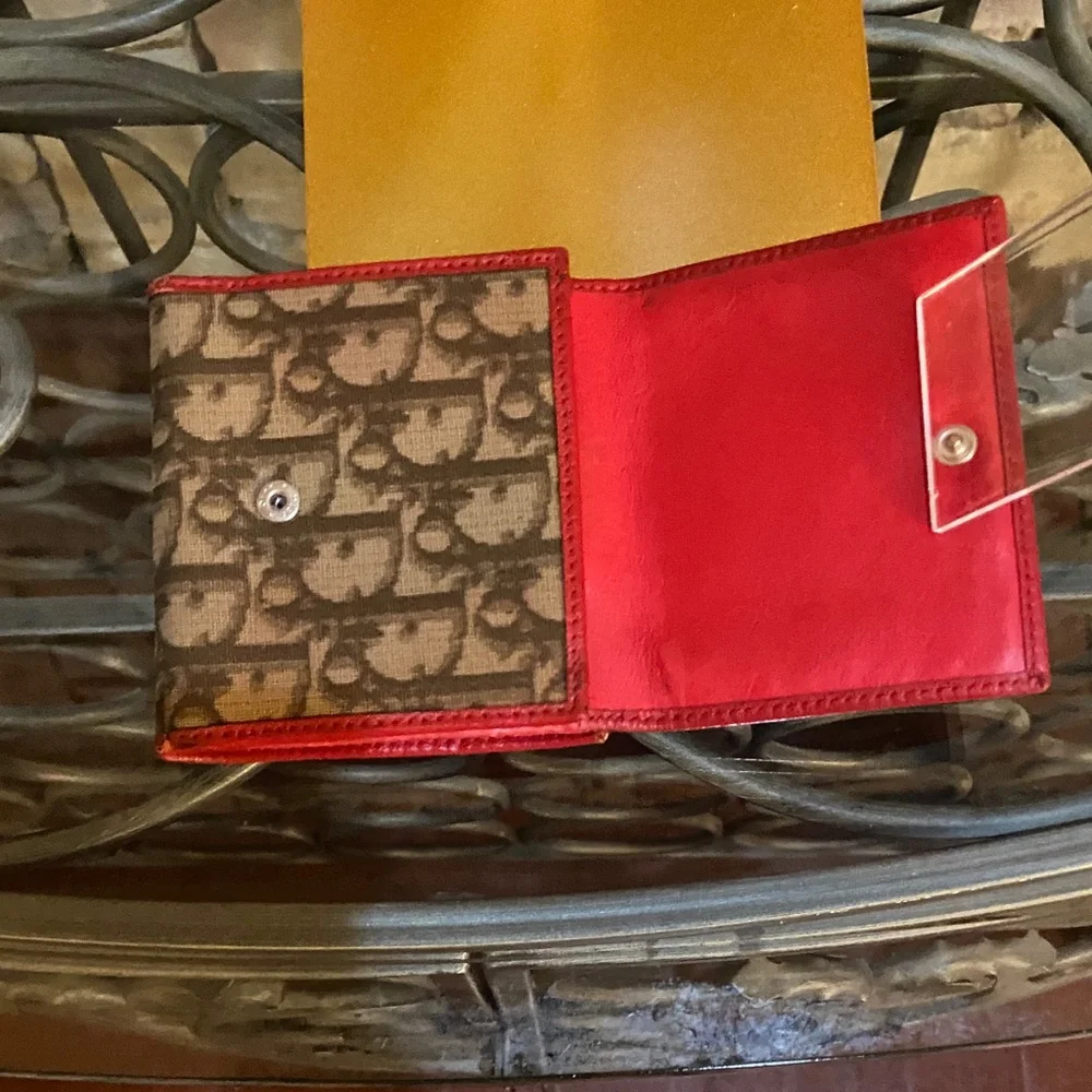 Dior Brown and Red Wallet with Yellow Accent #2